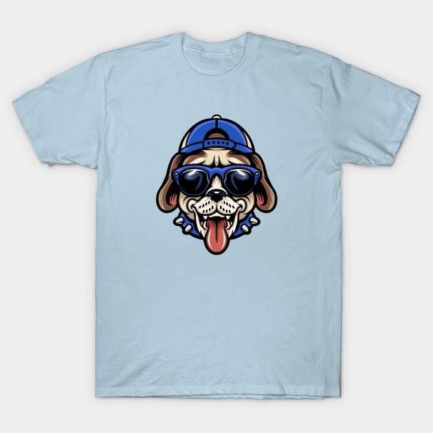 Cool Funky Dog Head Cartoon T-Shirt by SLAG_Creative